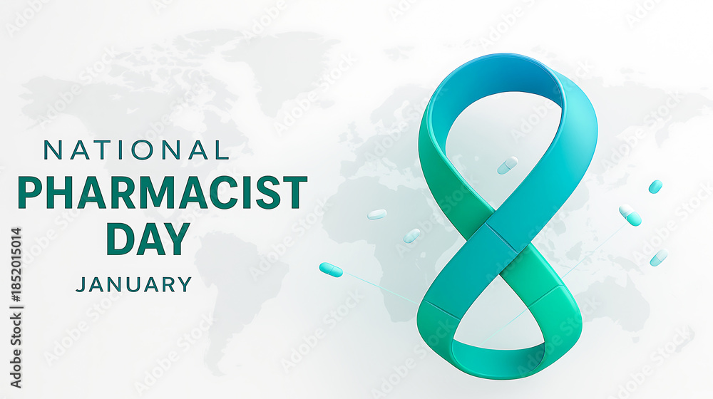 Fototapeta premium National pharmacist day january awareness ribbon graphic