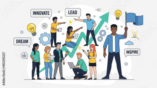 Diverse team of professionals collaborating and inspiring each other with creativity