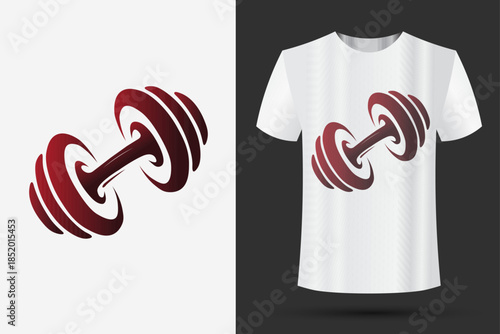 Modern Dumbbell Fitness Logo Design for Gym T-Shirt and Branding