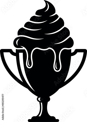 Chocolate Ice Cream Scoop in Glass Cup Illustration