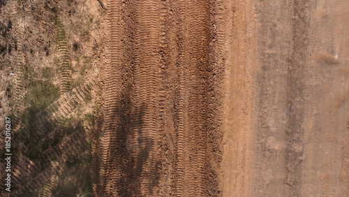 Aerial Merkava Tank Tracks On Road Near Gaza