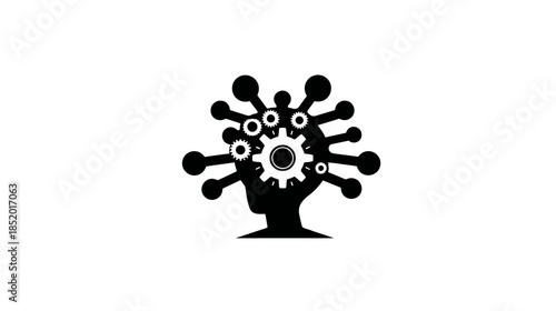 Abstract Brain with Gear and Organic Connections - Symbolizing Intelligence, Innovation, and Thought Process