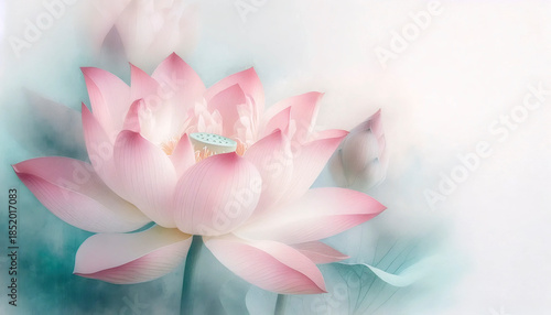 An elegant romantic lotus art print, Ai generated image