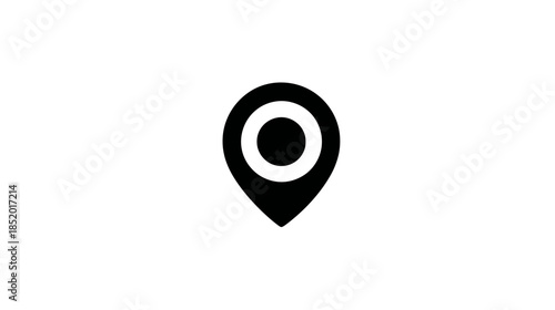 Minimalist black location pin icon. Map marker symbol for GPS navigation, address, destination, and travel applications.