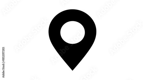 Minimalist black map pin icon for location, navigation, GPS tracking, destination, address, and geographic place marker