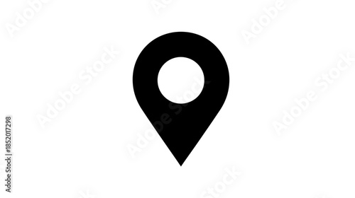 Black location pin icon isolated on a white background. GPS map marker symbol for navigation, travel, and destination pointing.