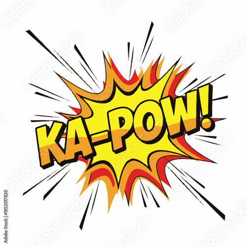 Comic book style explosion with the word KAPOW in bold letters.