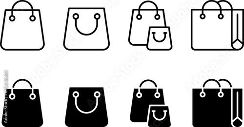 Shopping Bags Icons Line and Fill