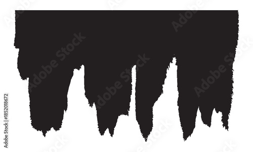 Abstract Black Paint Drip Border Silhouette with Jagged Edges