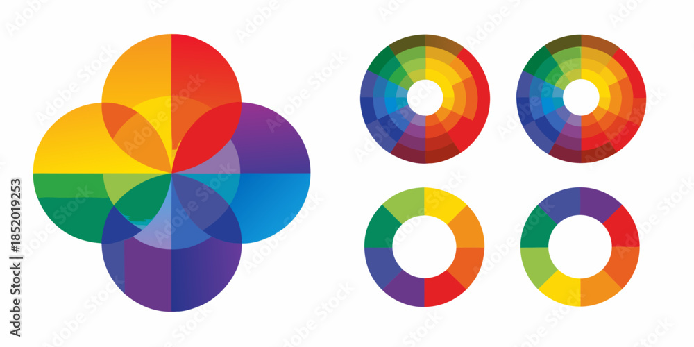 Obraz premium Colorful overlapping circles demonstrating primary and secondary color combinations