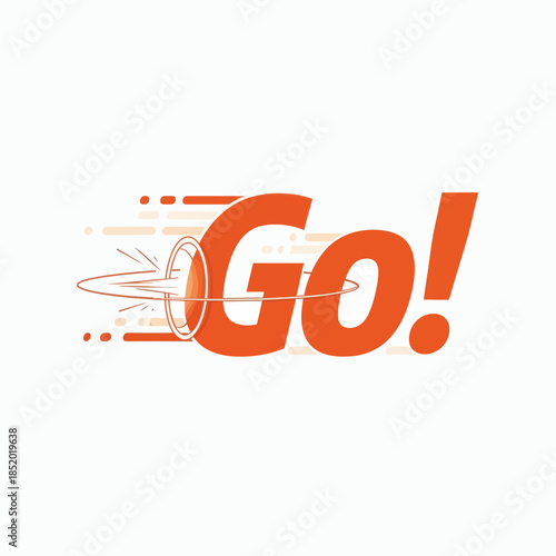 Dynamic Go text with speed lines and portal effect symbolizing rapid action and progress.