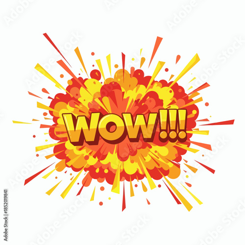 Explosion of Excitement with WOW Text Comic Style.