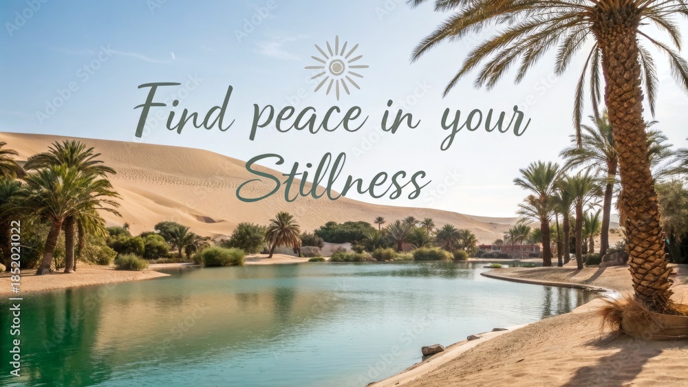 Obraz premium Serene oasis scene reflecting peacefulness in the desert