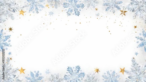 Snowflake Border with Golden Stars Frame.