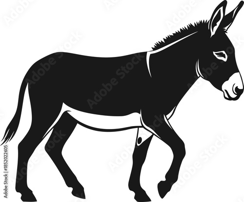Silhouette of a Donkey Walking Vector Illustration