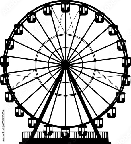 Ferris wheel line art silhouette vector illustration
