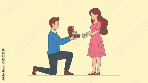 Man Proposing to Woman with Engagement Ring.