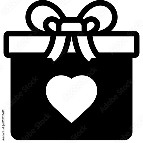 love giftbox glyph icon