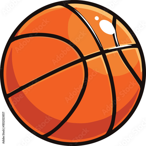 Orange basketball ball illustrated in clean flat cartoon style
