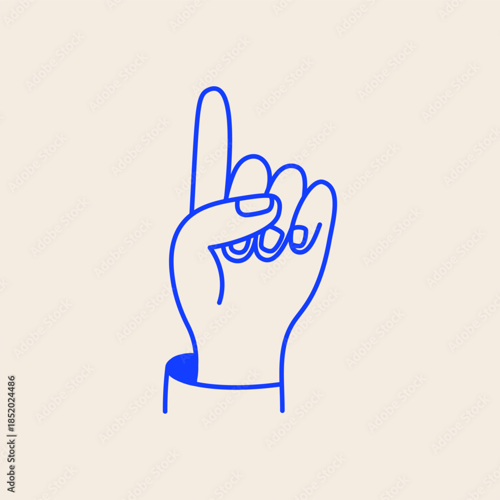 Obraz premium Vector simple linear illustration, hand pointing up, sketchy doodle icon, business concept