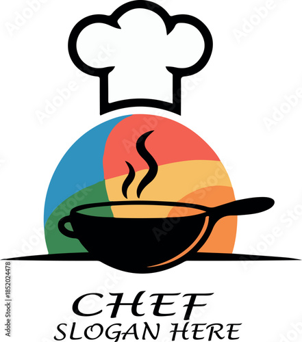Chef restaurant logo icon vector .white background .