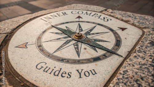 Stone Compass with Directions Guiding the Way