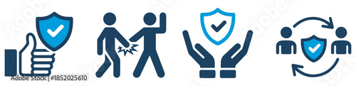 trust protection partnership icon set