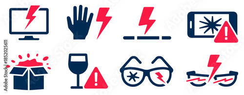 broken object damage icon set