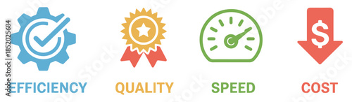 quality speed efficiency cost management icon