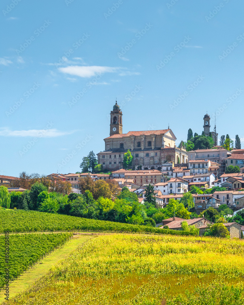 Fototapeta premium Vignale Monferrato Village Skyline in Summer, Piedmont, Italy