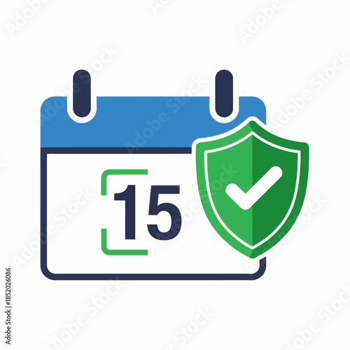 Secure Calendar Date Icon with Shield and Checkmark.