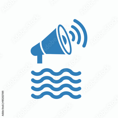 Underwater Megaphone Sound Waves Icon.