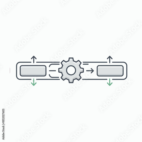 Workflow Automation Process with Gear Icon and Data Flow.