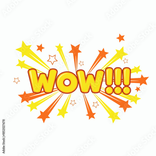 Wow Comic Speech Bubble with Stars and Rays.