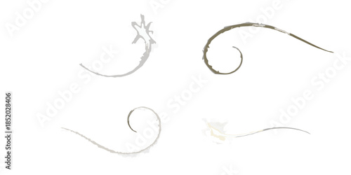 Abstract swirls and strokes of white paint on a dark black background