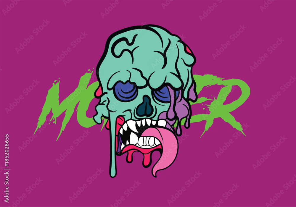 Fototapeta premium christmas cute monster kaiju for kids background for halloween 