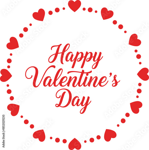 Valentine's Day Heart Circle Design Vector
