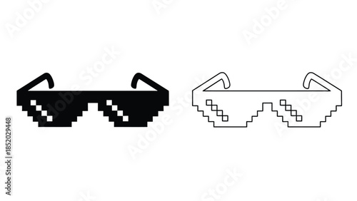 Pixelated sunglasses a black and white depiction of 8 bit eyewear