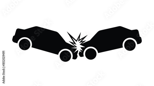 A stark depiction of a head on collision between two vehicles