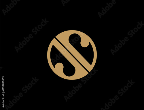 Abstract golden logo design on black background