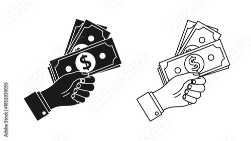 Hands exchanging money financial transaction payment and wealth illustration