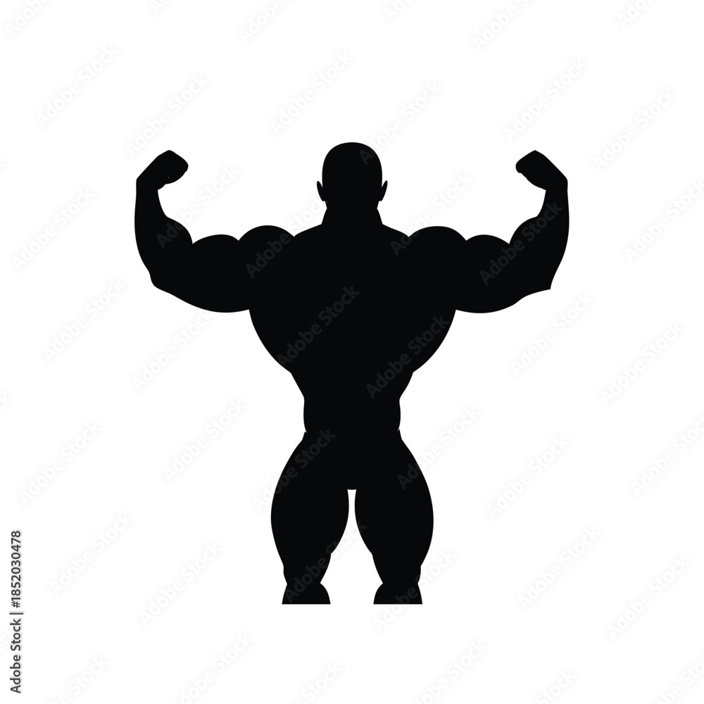 Fototapeta premium Bodybuilder black silhouette vector icon fitness isolated on white background for design