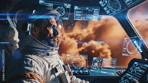 Astronauts Journey - Exploring the Cosmos from Spaceship Cockpit.