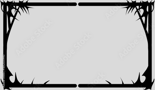 Gothic Thorn Frame with Sharp Tribal Spikes Border