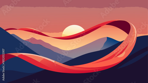 Abstract sunset over mountains