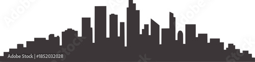 Minimalist black city skyline with tall buildings skyscrapers