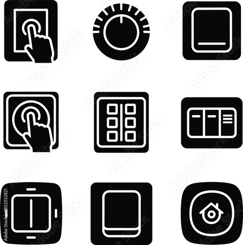 Collection of Switch and Control Icons in Silhouette