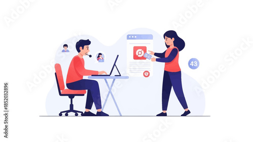 Business team collaborating on social media campaign strategy