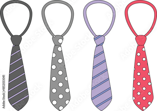Four Colorful Neckties with Stripes and Polka Dots on White Background mens accessories fashion