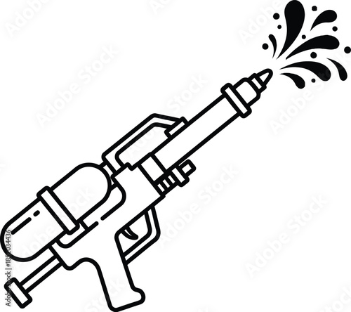 Water gun with splashing water